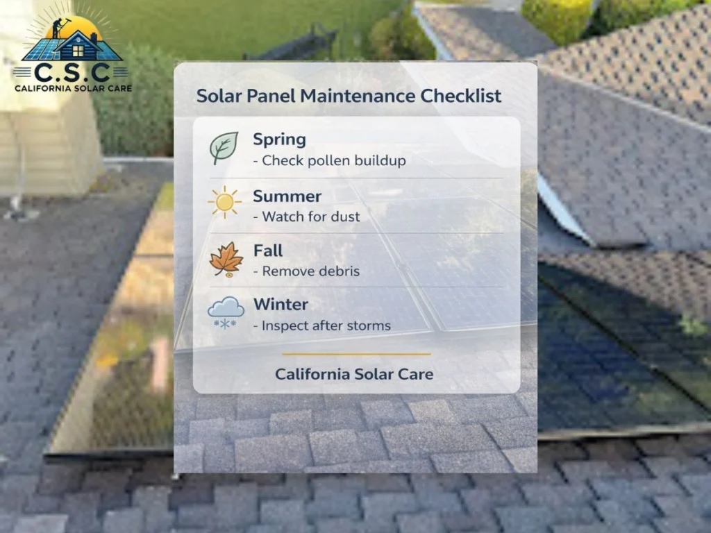 Solar panel maintenance checklist by California Solar Care